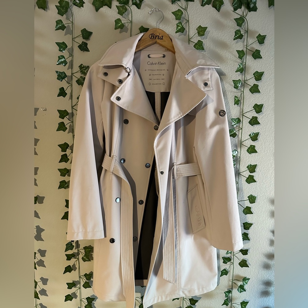 Calvin Klein cream trench coat, size medium